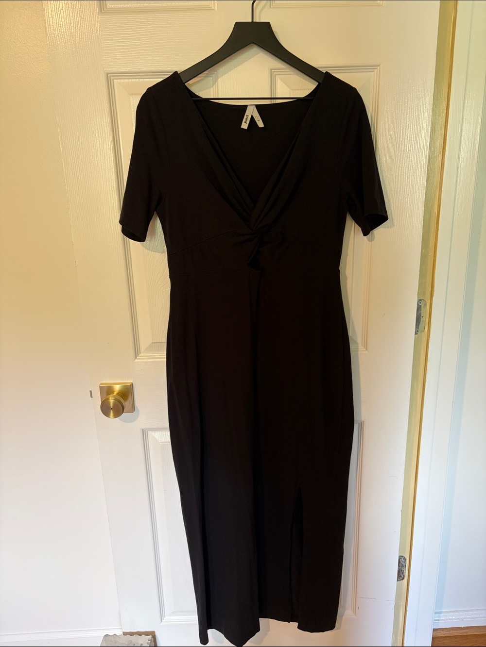 Pact | Twist-Front Maxi Dress in Black | Size Large